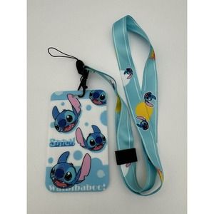 New! LILO & STITCH LANYARD Blue Stitch Faces Badge ID Holder Disney